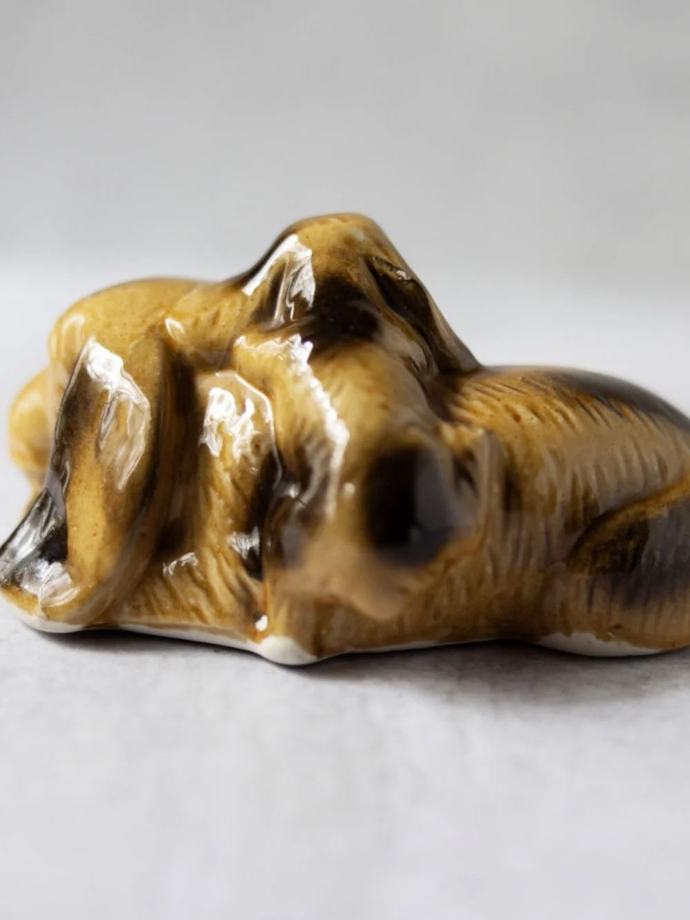 Vintage ceramic mother brown cocker spaniel dog with puppy made in Brazil 6